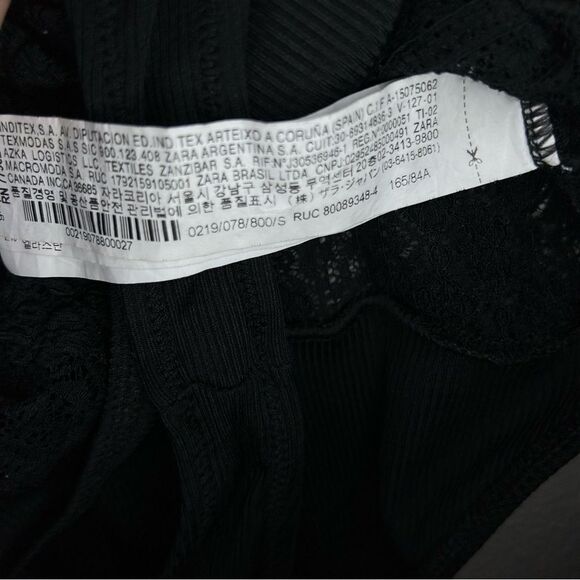 ZARA black sheer floral lace striped bodysuit women's size small - Picture 9 of 10